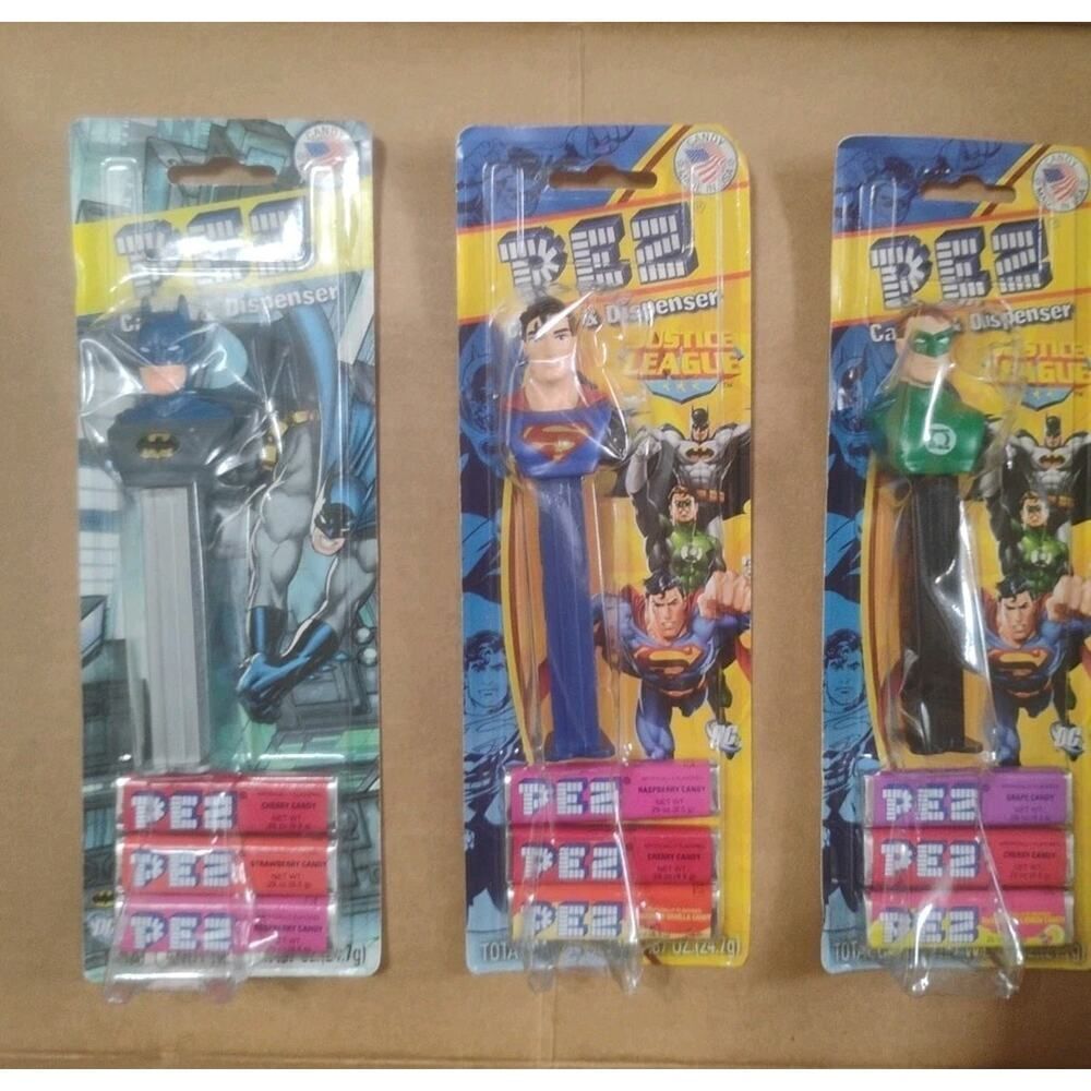 Pez Set Of 3 Justice League Batman Superman Green Lantern